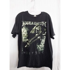 VTG Metal Band Megadeth Thirt3en Black Graphic T-Shirt ANVIL Tag Medium